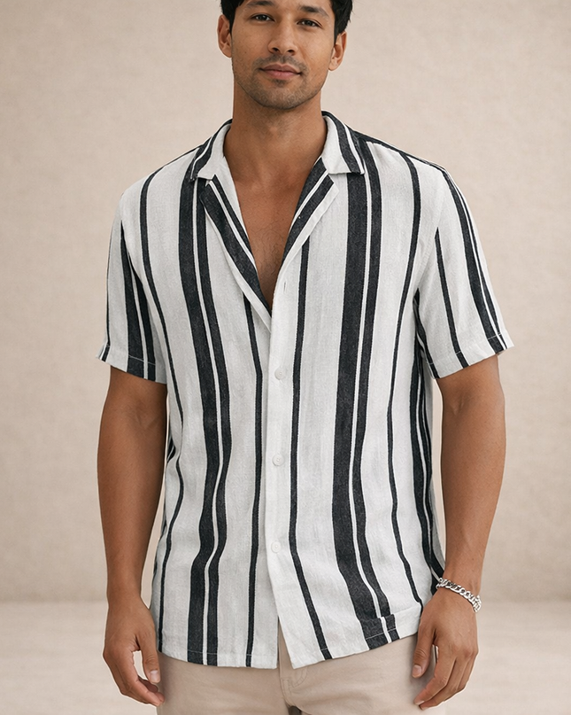 Men’s Coastal Stripe Button-Up Shirt