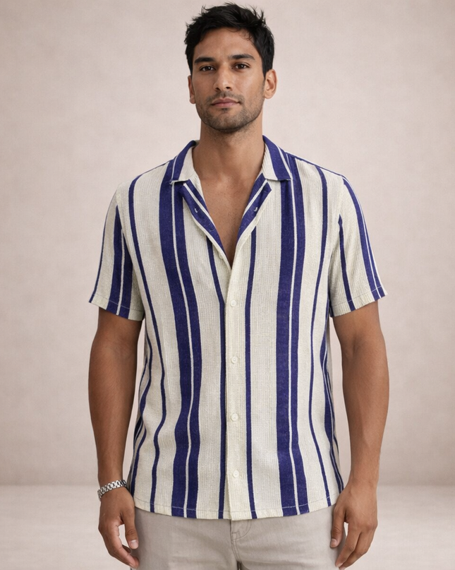 Men’s Coastal Stripe Button-Up Shirt