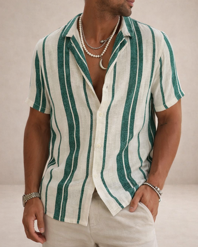 Men’s Coastal Stripe Button-Up Shirt