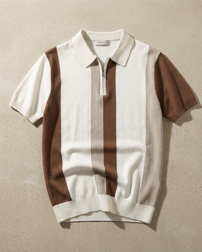 Men’s Colour Block Zip Polo