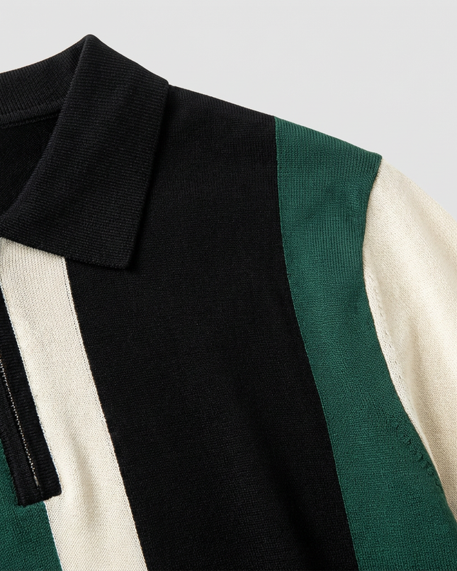 Men’s Colour Block Zip Polo