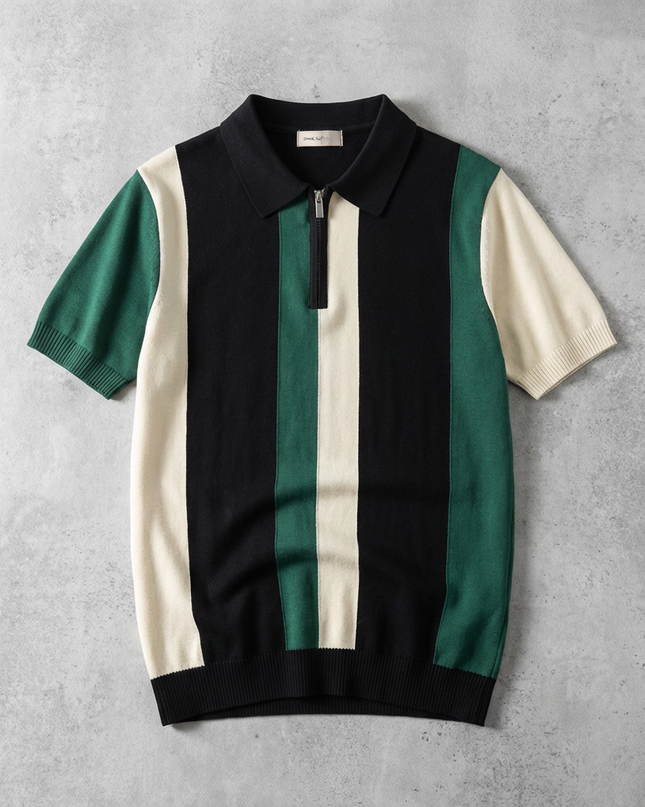 Men’s Colour Block Zip Polo