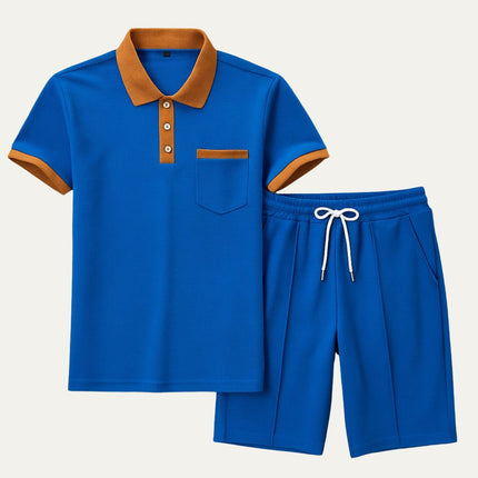 Men’s Contrast Collar Polo and Shorts Set