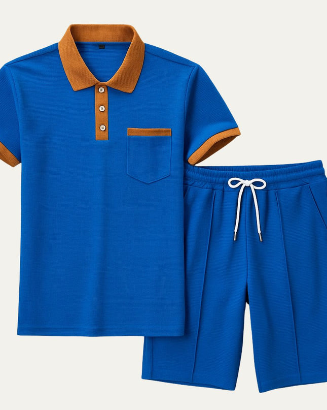 Men’s Contrast Collar Polo and Shorts Set