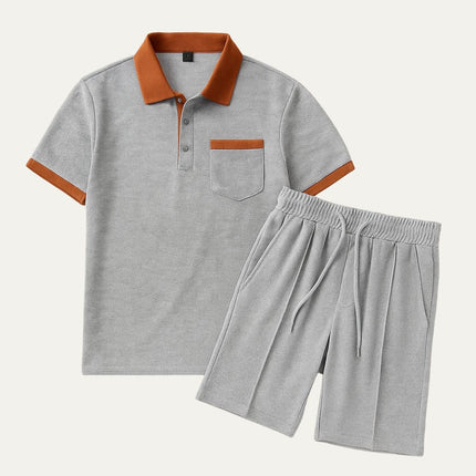 Men’s Contrast Collar Polo and Shorts Set