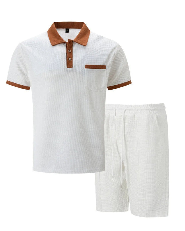Men’s Contrast Collar Polo and Shorts Set