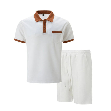 Men’s Contrast Collar Polo and Shorts Set