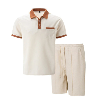 Men’s Contrast Collar Polo and Shorts Set