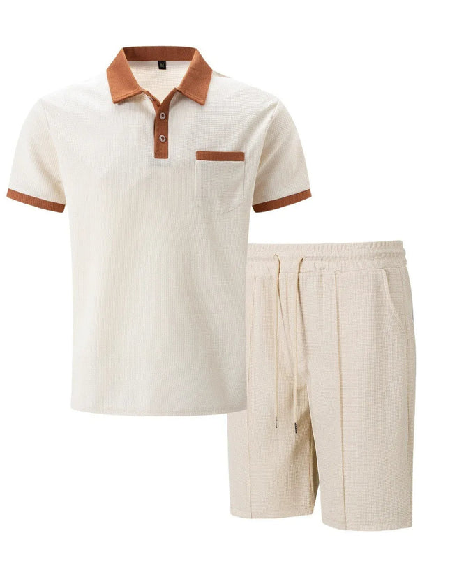 Men’s Contrast Collar Polo and Shorts Set
