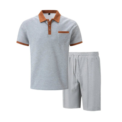 Men’s Contrast Collar Polo and Shorts Set