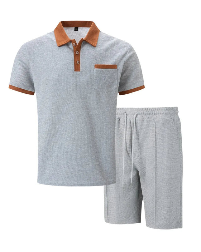 Men’s Contrast Collar Polo and Shorts Set