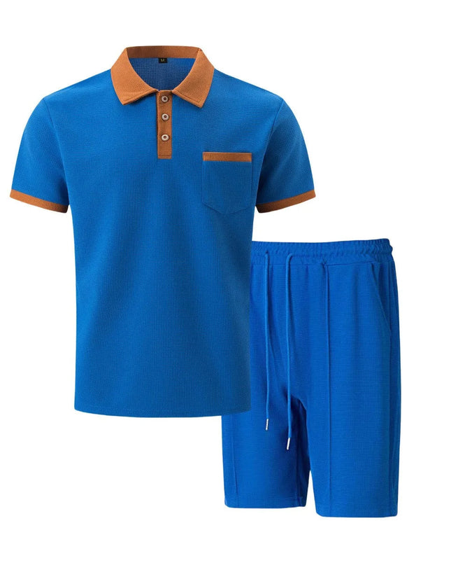 Men’s Contrast Collar Polo and Shorts Set