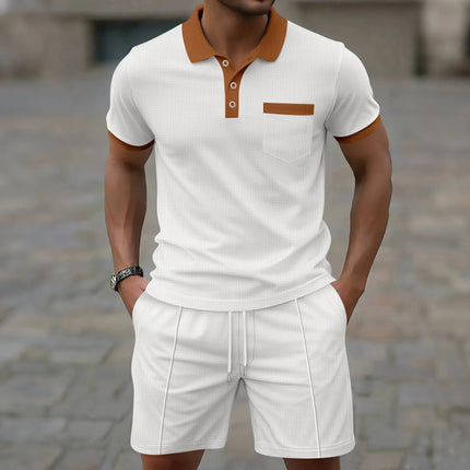 Men’s Contrast Collar Polo and Shorts Set