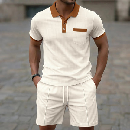 Men’s Contrast Collar Polo and Shorts Set
