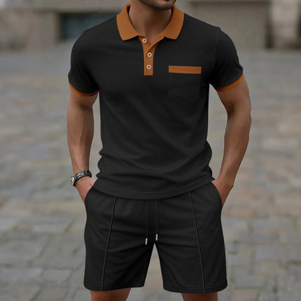 Men’s Contrast Collar Polo and Shorts Set