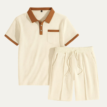 Men’s Contrast Collar Polo and Shorts Set