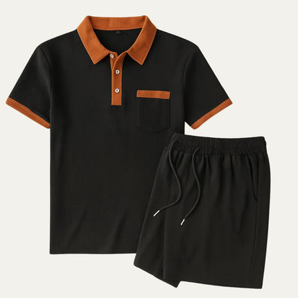 Men’s Contrast Collar Polo and Shorts Set