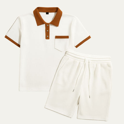Men’s Contrast Collar Polo and Shorts Set