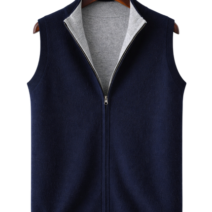 Men’s Contrast Lining Zip-Up Knit Vest
