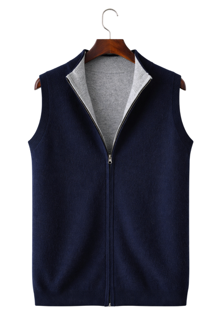 Men’s Contrast Lining Zip-Up Knit Vest