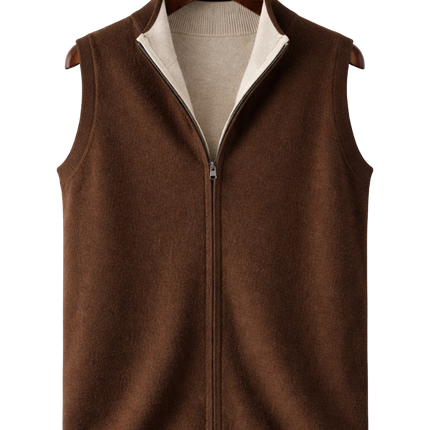Men’s Contrast Lining Zip-Up Knit Vest