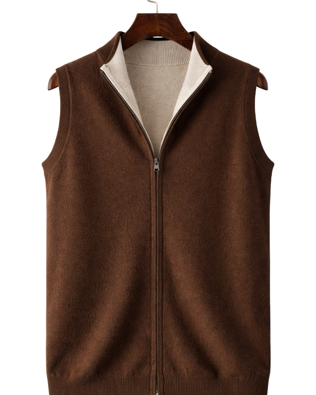 Men’s Contrast Lining Zip-Up Knit Vest