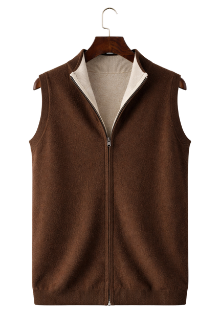 Men’s Contrast Lining Zip-Up Knit Vest
