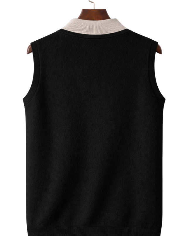 Men’s Contrast Lining Zip-Up Knit Vest