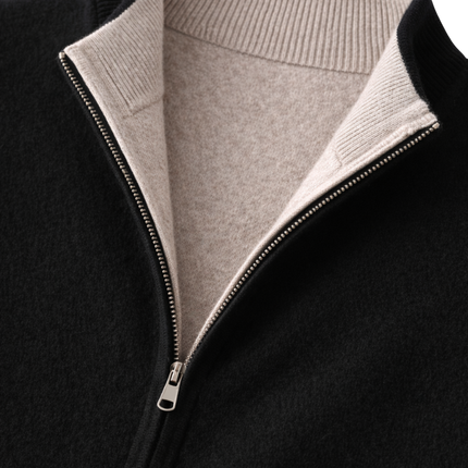 Men’s Contrast Lining Zip-Up Knit Vest