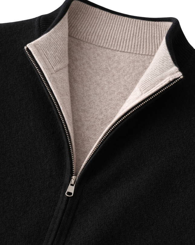 Men’s Contrast Lining Zip-Up Knit Vest