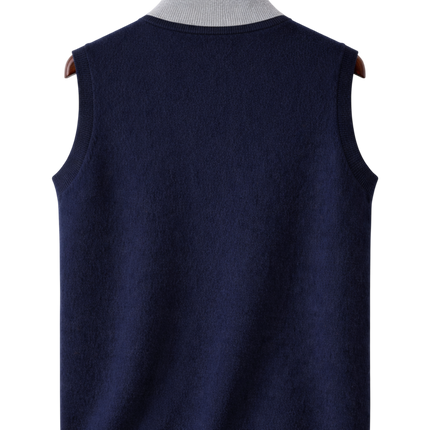 Men’s Contrast Lining Zip-Up Knit Vest