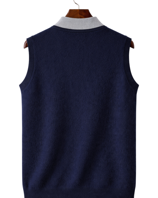 Men’s Contrast Lining Zip-Up Knit Vest