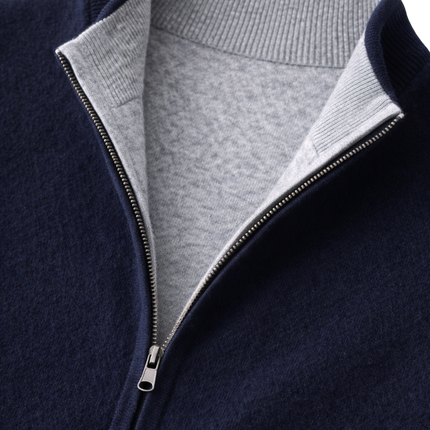 Men’s Contrast Lining Zip-Up Knit Vest