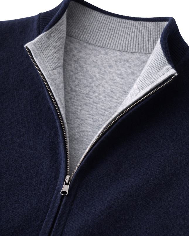 Men’s Contrast Lining Zip-Up Knit Vest