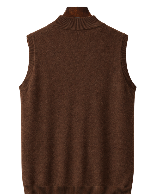 Men’s Contrast Lining Zip-Up Knit Vest