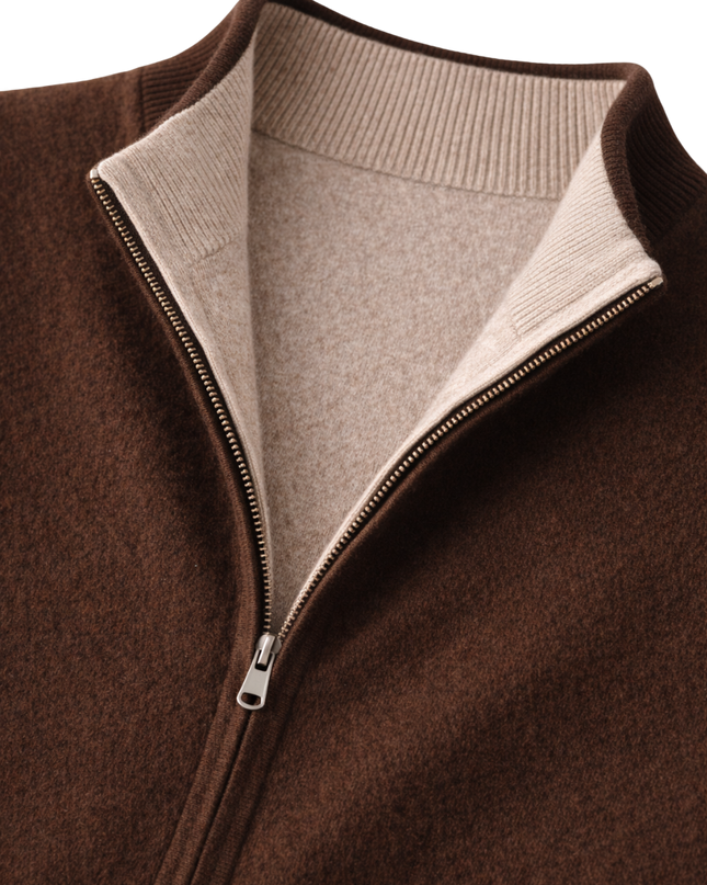 Men’s Contrast Lining Zip-Up Knit Vest
