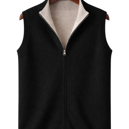 Men’s Contrast Lining Zip-Up Knit Vest