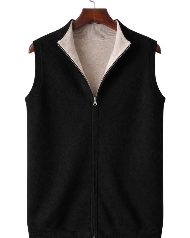 Men’s Contrast Lining Zip-Up Knit Vest