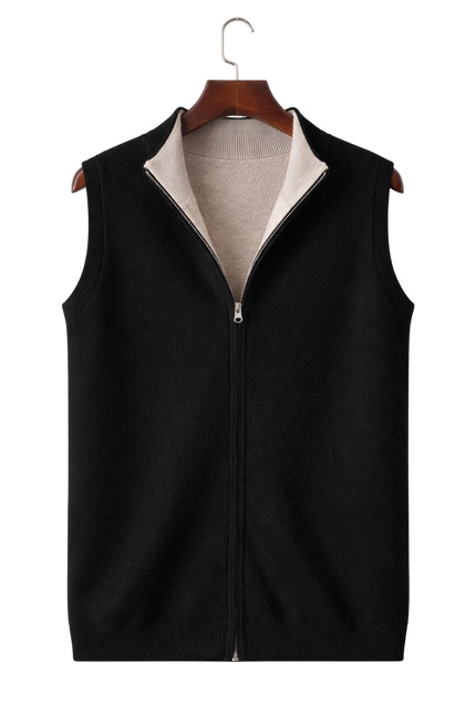 Men’s Contrast Lining Zip-Up Knit Vest
