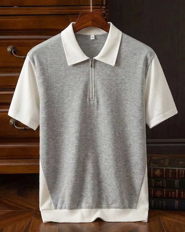 Men’s Contrast Panel Zip Polo