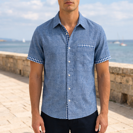 Men’s Contrast Trim Pocket Shirt