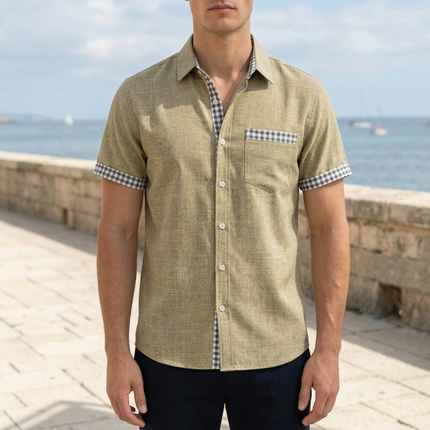 Men’s Contrast Trim Pocket Shirt