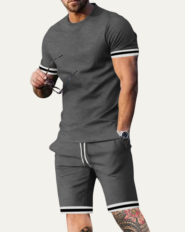Men’s Contrast Trim T-Shirt and Shorts Set