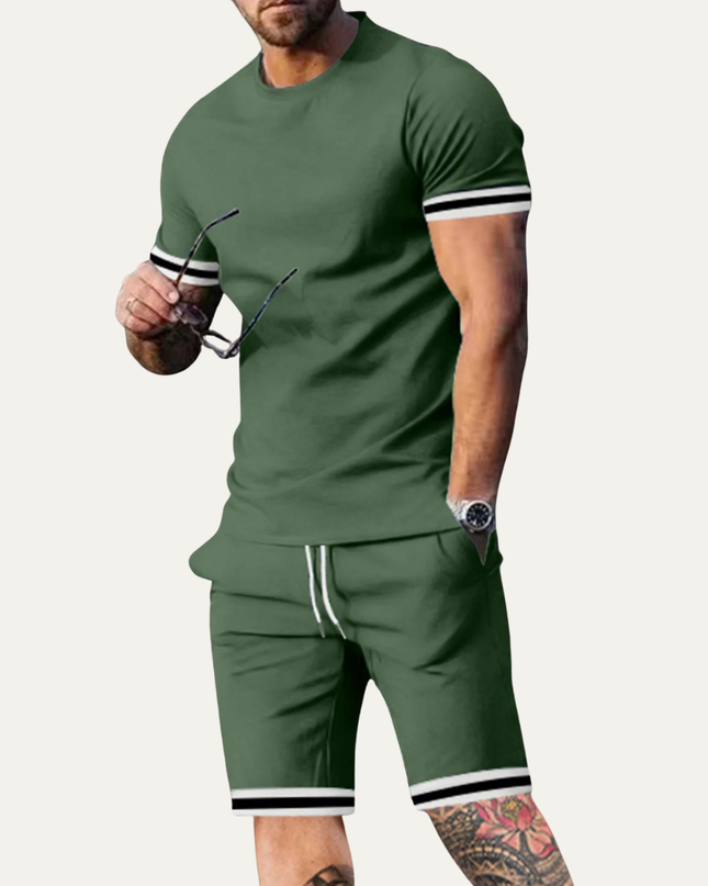 Men’s Contrast Trim T-Shirt and Shorts Set