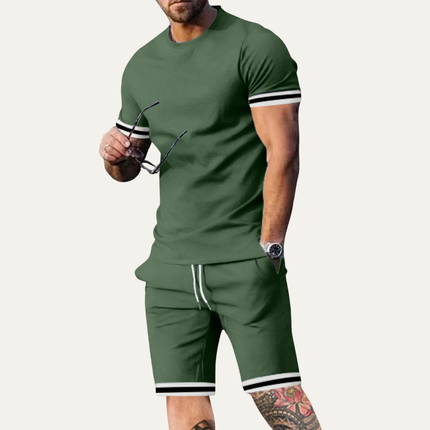 Men’s Contrast Trim T-Shirt and Shorts Set