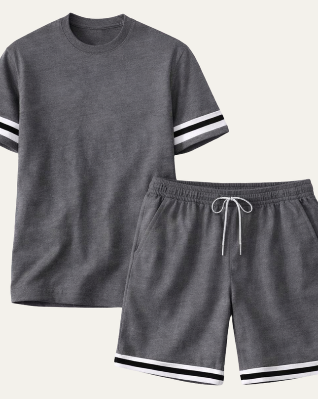 Men’s Contrast Trim T-Shirt and Shorts Set