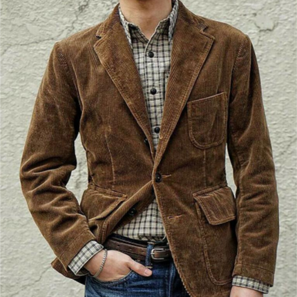 Men’s Corduroy Notched Lapel Blazer
