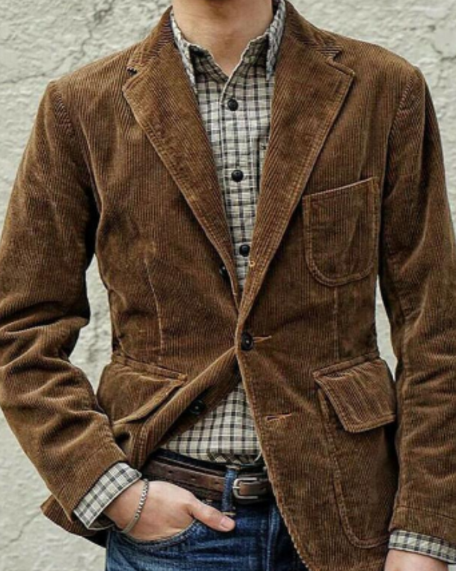 Men’s Corduroy Notched Lapel Blazer