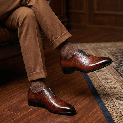 Men’s Croc Texture Slip-On Shoes