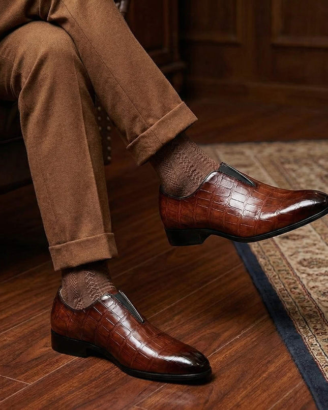 Men’s Croc Texture Slip-On Shoes